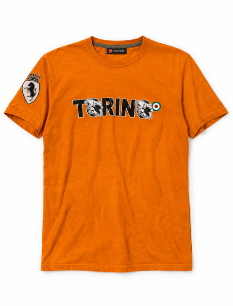 T-SHIRT DRUGHI SCRITTA TORINO ARANCIONE